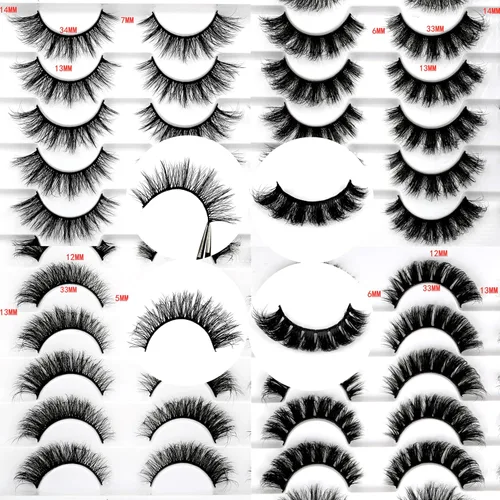 Miniatura 706 de Pooplunch - Pestañas postizas finas de visón sintético, estilo ojo de gato, naturales, cruzadas, tipo racimo, efecto 8D de volumen, tiras