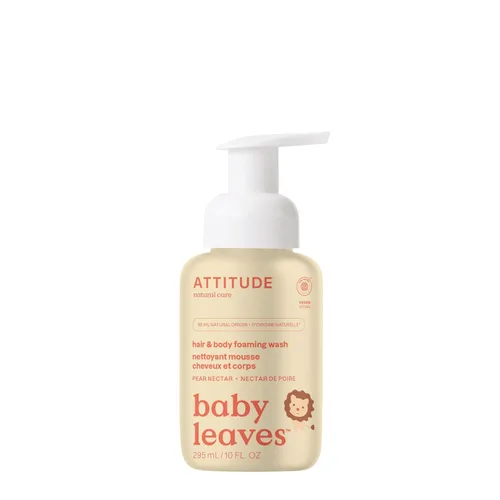 ATTITUDE Lavado Espumoso 2 en 1 para Cabello y Cuerpo de Bebé, Champú Jabón Verificado por EWG, Dermatológicamente Probado, Hecho con Ingredientes