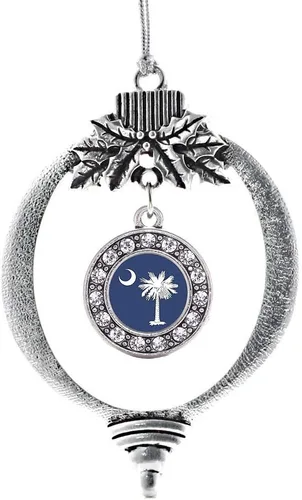 Miniatura 248 de Inspired Silver - Twin One - Adorno festivo de Navidad de plata - Adorno festivo de árbol de Navidad con dije de círculo y circonita cúbica