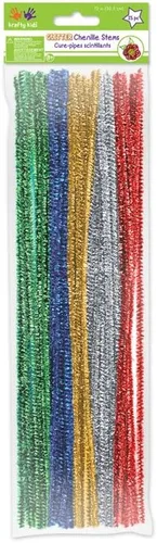 Miniatura 31 de Krafty Kids GC025E, tallos de felpilla de oropel, limpiadores de tuberías con purpurina, 0.236 in por 12 pulgadas, blanco, 1/4 x 12 pulgadas x 35