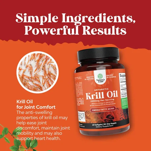 Miniatura 6 de Aceite de krill antártico de 2000 mg cápsulas blandas por porción, suplemento de aceite de krill Omega 3 con EPA DHA y astaxantina