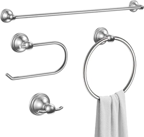 Formosa Design Hardware - Juego clásico de accesorios de baño de 4 piezas, toallero de 24 pulgadas, soporte para papel higiénico, anillo para toalla