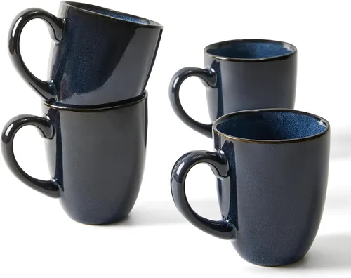 Miniatura 12 de Taza de café Pokini 14 oz, juego de 4 tazas de café de cerámica, taza con esmalte reactivo para café con leche/té/capuchino, juego de tazas grandes