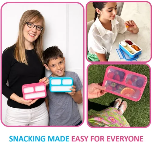 Miniatura 6 de kinsho Contenedor de aperitivos – Lonchera pequeña Bento para niños, niñas y pequeños MINI cajas a prueba de fugas, caja Bento para bebé para Azul