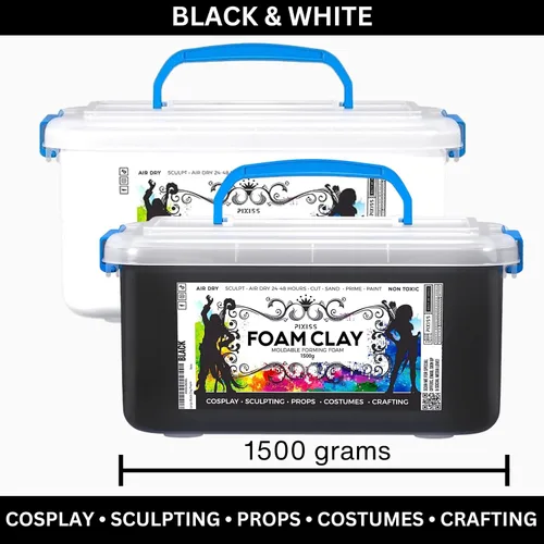 Miniatura 5 de Pixiss Arcilla de espuma para modelar en blanco y negro – Espuma de espuma de alta calidad seca al aire para cosplay para disfraces, arcilla
