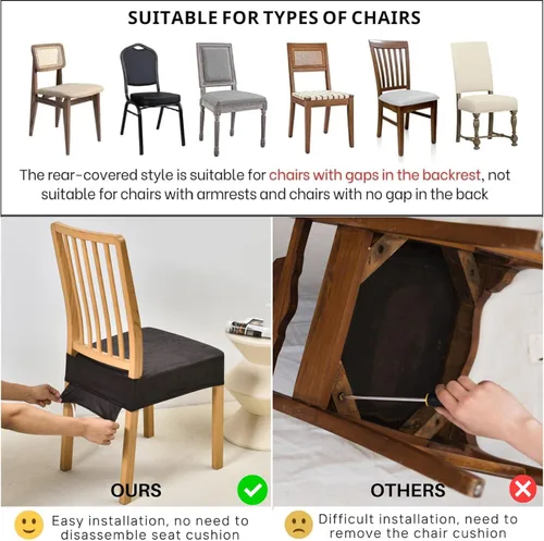 Miniatura 5 de SearchI Juego de 6 Fundas de Asiento para Sillas de Comedor Elásticas, Fundas de Asiento Suave Extraíbles y Lavables para Sillas de Comedor, Flor