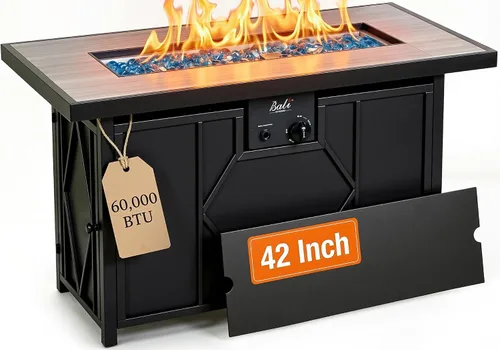 BALI OUTDOORS - Mesa rectangular de gas propano para hoguera (42 pulgadas, 60.000 BTU)