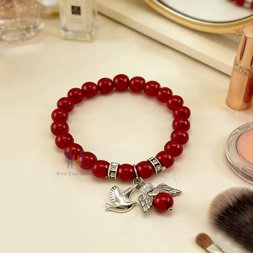 Miniatura 6 de WE Recuerdos de confirmación (12 piezas) Pulsera roja con cruz de ala de ángel, Madera