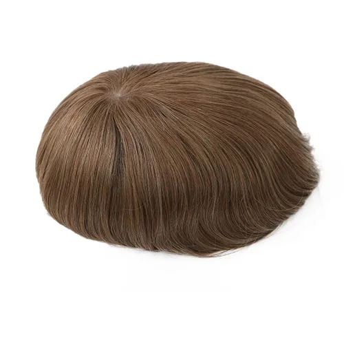 Miniatura 3 de Peluca de piel ultrafina de 0.003 in para hombres, 100% cabello humano virgen europeo, pelucas de repuesto de cabello humano real, 8x10 pulgadas