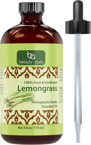 Beauty Aura aceite esencial de citronela * 4 onzas Botella * 100% puro, sin diluir, aceites de grado terapéutico * Ideal para aromaterapia * Gran