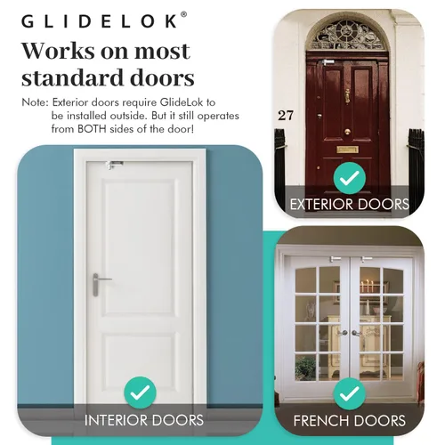 Miniatura 5 de GlideLok 1 paquete de cerradura superior de seguridad para niños Cerradura de acceso desde cualquier lado de la puerta para puertas interiores
