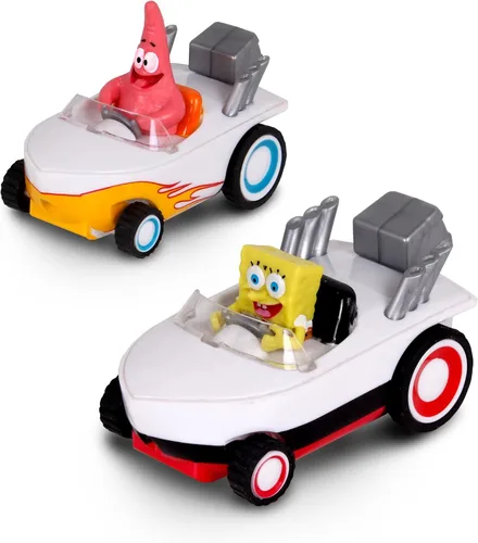 SpongeBob Squarepants Tira hacia atrás 2 botes de Bob Esponja y Patrick, tira hacia atrás y míralos zoom, sin baterías, sin controles, sin