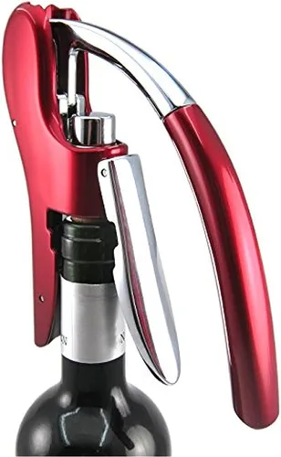 KAYCROWN Abrebotellas de vino, sacacorchos de palanca vertical con diseño de cortador de lámina integrado, sacacorchos de mano manual con bomba de