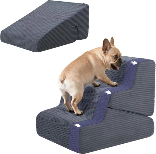 Miniatura 12 de Rampa para perros para cama, escaleras para perros de 16.5 pulgadas de alto para cama alta, escalones para mascotas 2 en 1 para perros pequeños