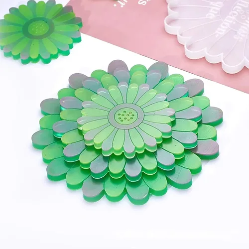 Miniatura 5 de Vilihkc 4 moldes de resina de silicona de margaritas para bandeja de resina epoxi para bricolaje de resina para decoración del hogar (1 medio 3S)