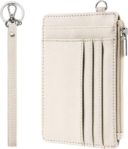 SEAVILIA Billetera pequeña para mujer, delgada, llavero, carteras RFID para tarjetas de crédito con bolsillo con cremallera, ventana de