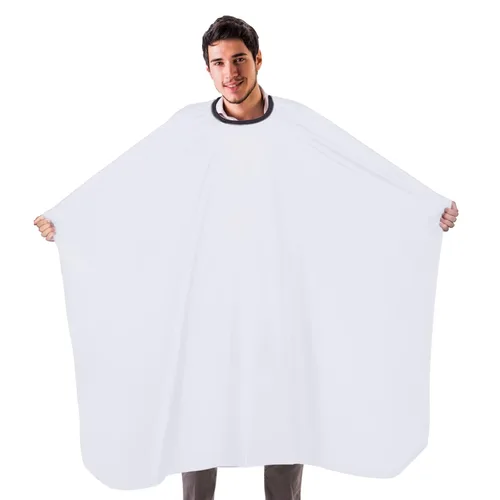 Capa Profesional para Corte de Pelo en Salón, 56x63 pulgadas, Capa Grande para Peluquería para Corte, Coloración, Maquillaje, Estilo y Más, (Blanco)