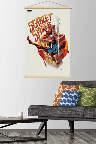 Miniatura 2 de Trends International Marvel Spider-Man: Across The Spider-Verse - Póster de pared de araña escarlata con marco magnético Juego de perchas de madera