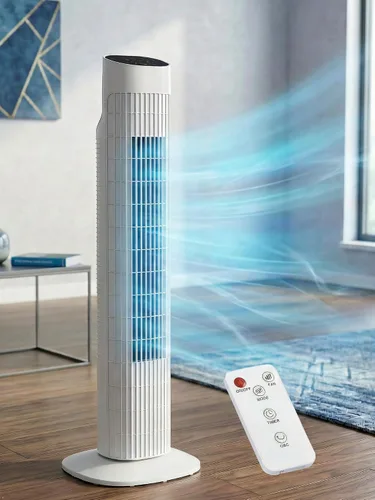 Miniatura 7 de Uthfy Ventilador de torre para dormitorio, ventilador oscilante de 120° con modo de sueño silencioso, 3 velocidades y 3 modos, temporizador 7.5H