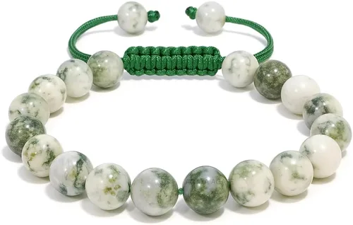 Miniatura 175 de Adjustable Crystal Bracelet – Gemstone Bead Bracelet with Adjustable Macrame String – Chic Gemstone Bracelet for Men and Women – 8mm Round Healing