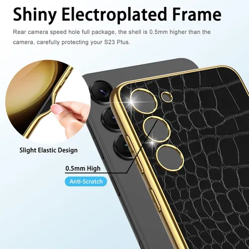 Miniatura 2 de Miimall Funda compatible con Samsung Galaxy S23 Plus, S23 Plus, funda de cuero suave galvanizada + funda protectora de cuero de lujo resistente