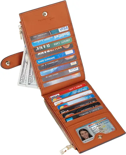 Miniatura 2 de Travelambo RFID Billetera de mujer con varios compartimientos para varias tarjetas con bolsillo con cierre, talla única