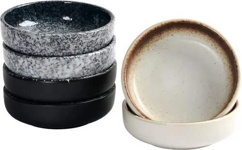 Miniatura 7 de Juego de platos de salsa de soja de cerámica, juego de cuencos para sumergir de 6 piezas, cuencos para chips y salsa, estilo japonés de 3 oz, plato