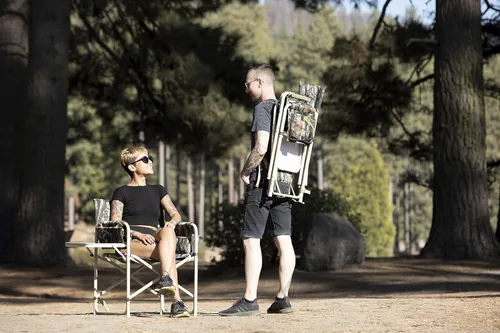 Miniatura 2 de Picnic TIME Silla de directores al aire libre con mesa auxiliar, silla de playa para adultos, silla de camping con mesa Camouflaje