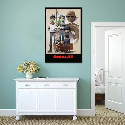 Miniatura 4 de KUCOON Gorillaz - Póster de música de banda de rock, lienzo, arte de pared, póster de sala de estar, dormitorio, pintura de 12 x 18 pulgadas