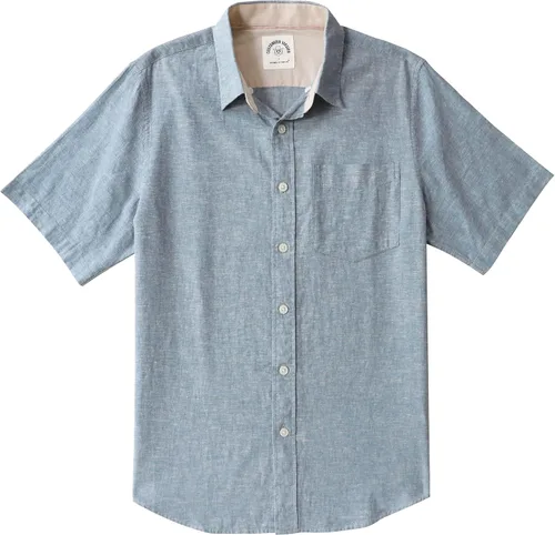 Miniatura 44 de Dubinik® Camisas de manga corta con botones para hombre, 100% algodón, a cuadros, camisas casuales con bolsillo