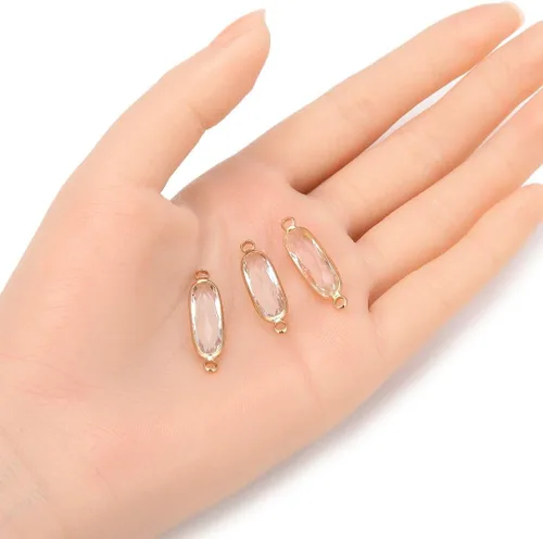 Miniatura 2 de 5 unidades de Adabele grado A de abril transparente con piedra natal de abril, barra rectangular de 0.827 in, chapado en oro amarillo de 18