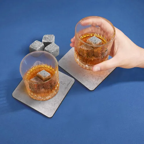 Miniatura 5 de A&A Wonders Juego de 9 piedras de whisky de alta calidad, 100% natural, de granito natural, cubos de hielo reutilizables para bebidas con bolsa de 9