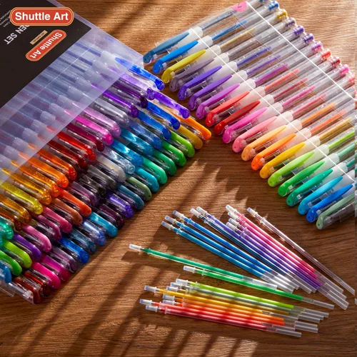 Miniatura 7 de Shuttle Art - Juego de 160 bolígrafos de gel con brillo, 80 colores, con 80 recargas para libros de colorear para adultos, dibujo, manualidades