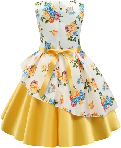 Miniatura 3 de COMISARA Vestidos de flores para niñas 2-9T, vestidos de fiesta de concursos de Pascua