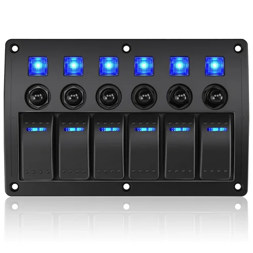 Miniatura 7 de Panel de Interruptores Marinos de 4 Posiciones Impermeable, Panel de Interruptores Basculantes de Barco Impermeable 12V/24 voltios Interruptor