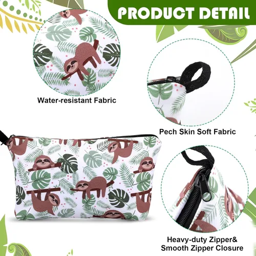 Miniatura 4 de Abbylike 3 piezas de regalos de perezosos para mujeres, bolsa de maquillaje de perezoso, taza de viaje de acero inoxidable de 20 onzas con 1 tapa