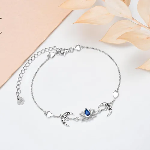 Miniatura 3 de Shusukue 925 Sterling Silver CatTurtle StarfishPenguinLotus Bracelet for Mom Daughter Wife Gift (with gift box)
