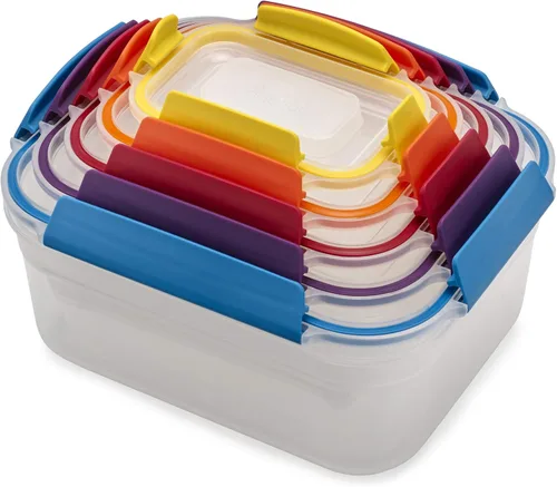 Joseph Joseph Nest Lock Juego de recipientes de plástico para almacenar alimentos sin BPA, con tapas con cierre hermético a prueba de fugas, 10