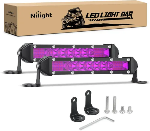 Miniatura 10 de Nilight Barra de luz LED ámbar, 2 unidades, 7 pulgadas, 30 W, punto 3000 lúmenes, súper delgada, 3D, antiniebla, todoterreno, luces de trabajo