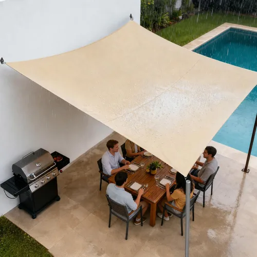 Royal Shade Toldo tipo vela triangular impermeable de 4 x 4 x 4 pies, color beige, para toldo, UPF50+ 95% de bloqueo UV, resistente al agua, patio