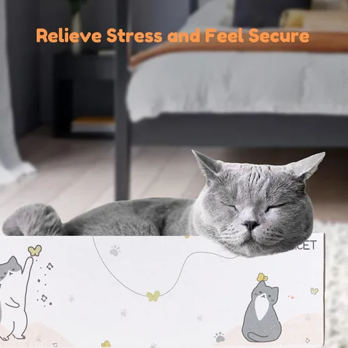 Miniatura 6 de PatiencET Paquete de 4 almohadillas para arañazos para gatos con caja, rascador de cartón para gatos de interior, rascador reversible con caja
