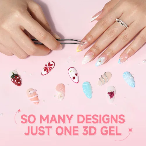 Miniatura 7 de UNA GELLA Arte de uñas en gel 3D, 2 piezas de 15 g de gel de esculpido transparente sin necesidad de limpieza para puntas de uñas, dibujo, moldeado