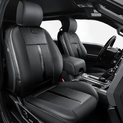 Fundas de asiento de piel sintética de alta calidad para Ford F150 SuperCrew XL XLT STX (2015-2020) y F250/F350/F450 Crew Cab XL XLT (2017-2022),