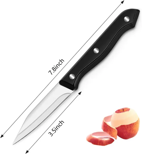 Miniatura 2 de BEWOS Juego de 4 cuchillos de pelar - Cuchillos de pelar con mango ergonómico, cuchillos de pelar de triple remache de 8,9 cm, peladores de acero