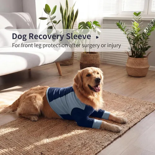 Miniatura 6 de LeLePet Traje de recuperación para perros para piernas delanteras, pecho, hombro después de la cirugía, camisa de perro de manga larga para dejar