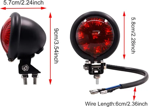 Miniatura 2 de Luz trasera LED para motocicleta, lente ahumada, luz de conducción LED redonda, lámpara de freno para motocross, motocicleta (rojo)