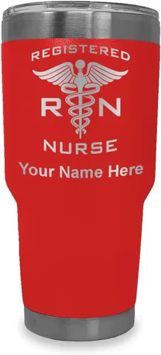 Miniatura 34 de LaserGram Vaso aislado al vacío de 20 onzas, enfermera registrada RN, grabado personalizado incluido (negro)