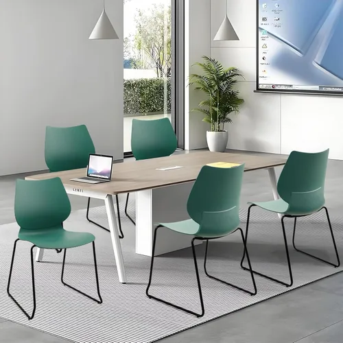 Miniatura 2 de KLASIKA Silla apilable para sala de espera, silla de oficina apilable con soporte lumbar ergonómico y patas de metal, sillas de escritorio