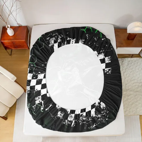 Miniatura 6 de Castle Fairy Juego de sábanas de motocross tamaño twin, juego de ropa de cama verde con diseño de panal ombré, decoración de habitación de niños