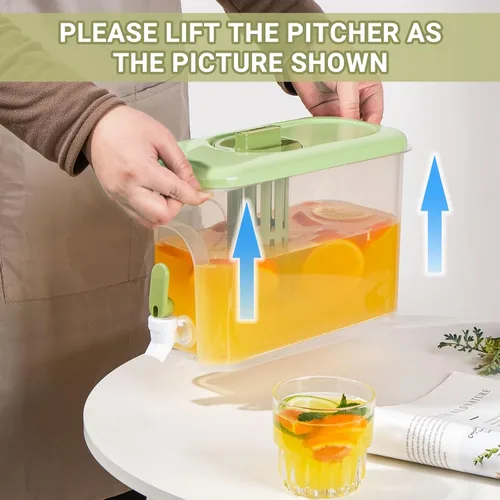Miniatura 6 de Dispensador de bebidas de 1 galón para refrigerador, recipiente de agua con grifo, dispensador de agua de galón mejorado, jarra de té helado